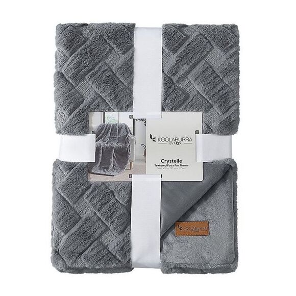 NEW Koolaburra by UGG Crystelle Faux Fur Throw in Wild Dove 50"x70" Cold Weather - Picture 3 of 10